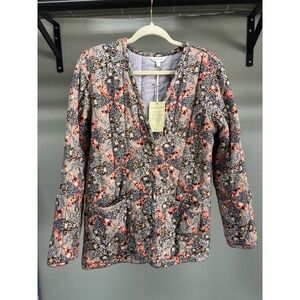 Garnet Hill Floral Patchwork Quilted Jacket Organic Cotton Multicolor Large NWT